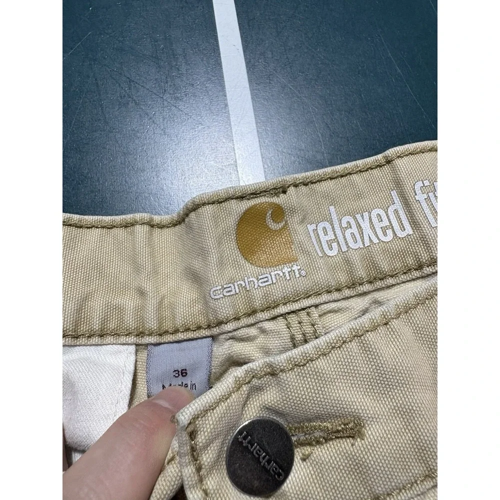 Carhartt Relaxed‎ Fit Cotton Canvas Cargo Shorts Mens 34 White Faded Pockets
